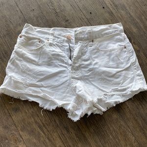 White jean shorts